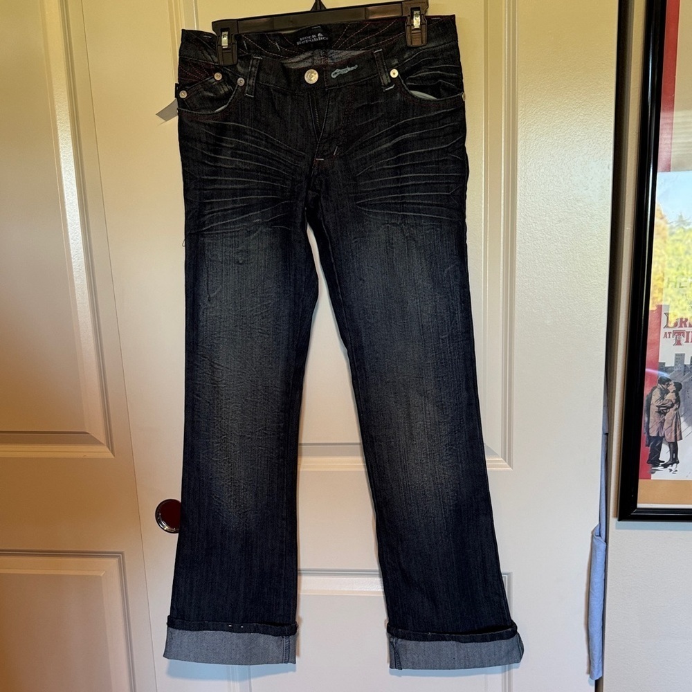 Rock & Republic straight denim long flair size 27